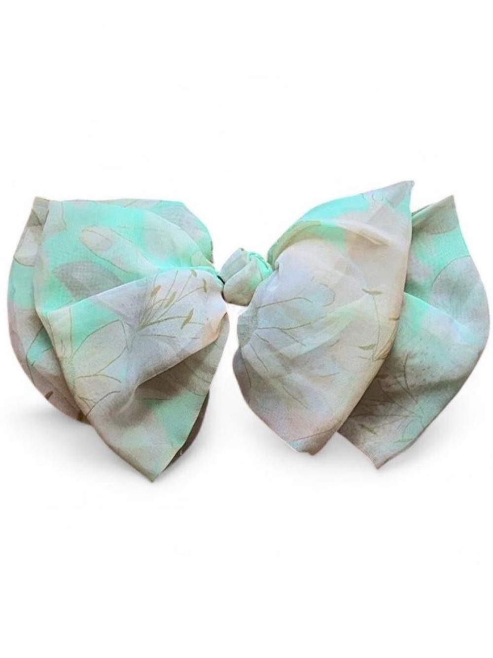 True Vintage Pastel Floral Bow Hair Clip - Mint and Cream 1980s